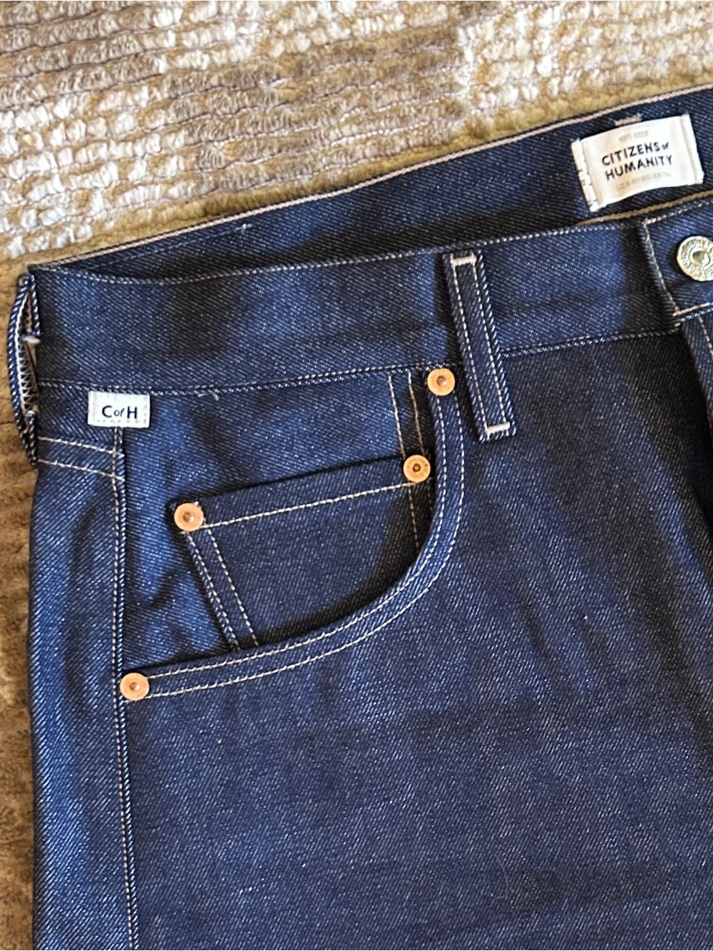 NWOT Citizens Of Humanity Horseshoe Barrel Stiff Jeans in Dark Indigo - Picture 5 of 9